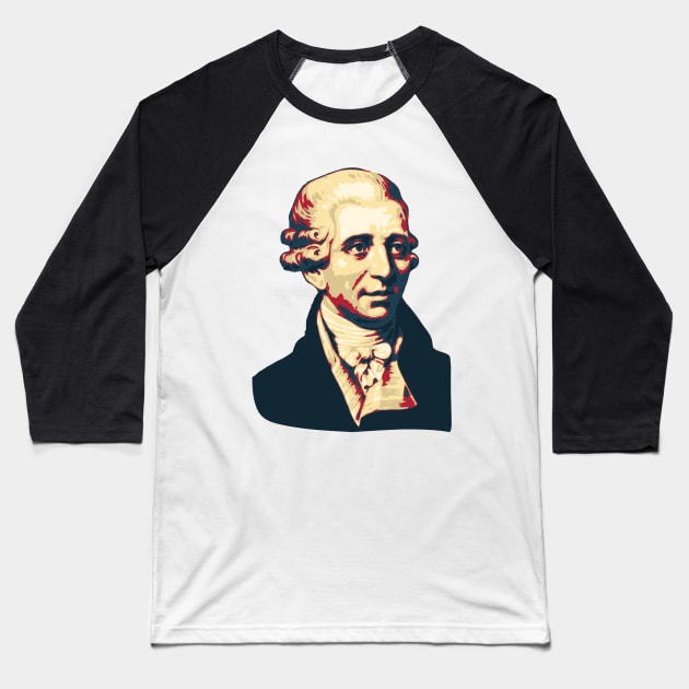 Joseph Haydn Pop Art Baseball T-Shirt by Nerd_art